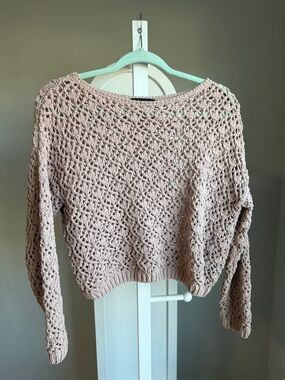 moon & madison Open-Weave Scoop Neck Sweater in Light Blush